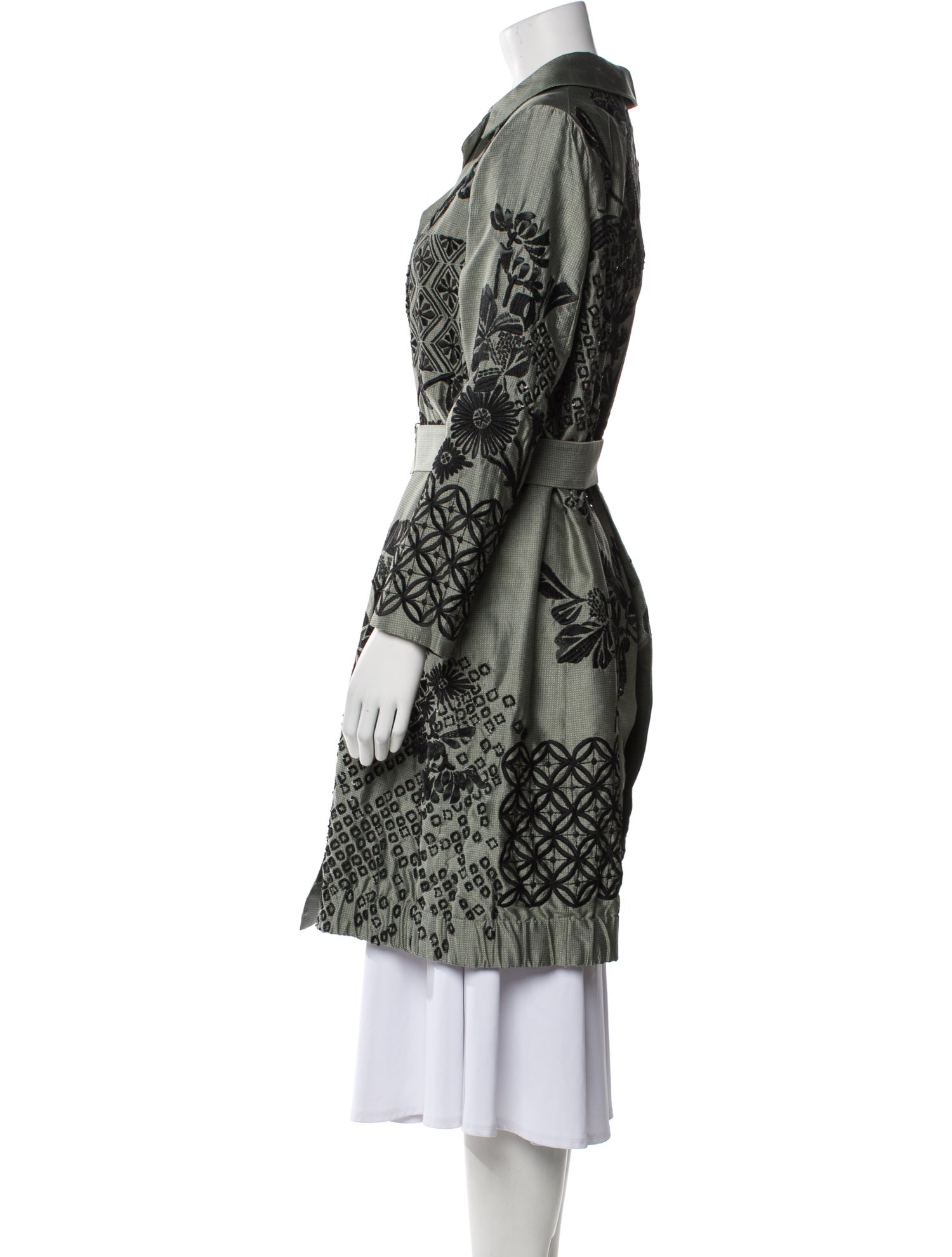 Dries Van Noten Silk Printed Trench Coat