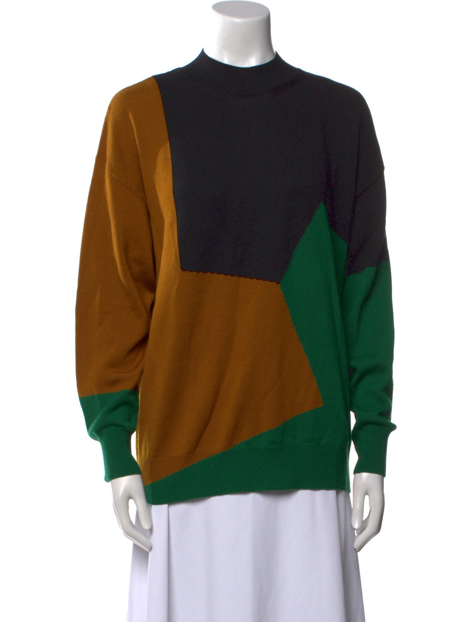 Dries Van Noten Merino Wool Colorblock Pattern Sweater