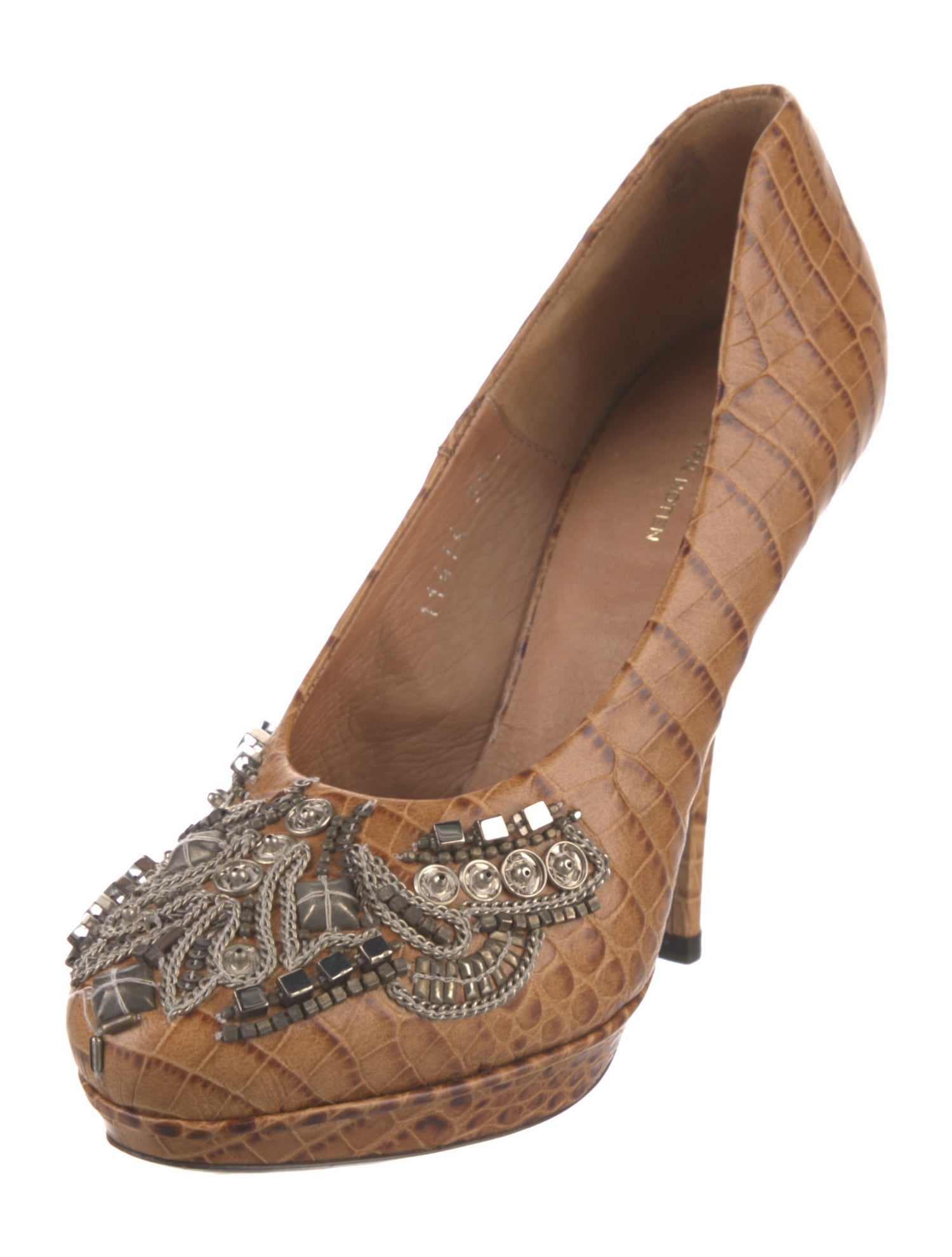 Dries Van Noten Embossed Leather Animal Print Pumps