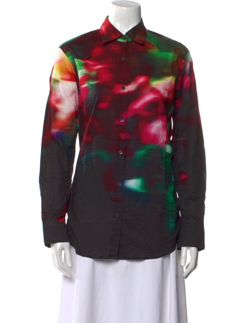 Dries Van Noten Printed Long Sleeve Button-Up Top
