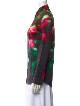 Dries Van Noten Printed Long Sleeve Button-Up Top
