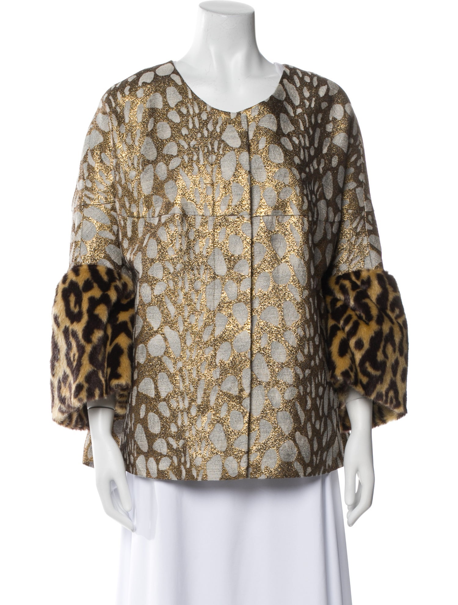 Dries Van Noten Animal Print Faux Fur Jacket