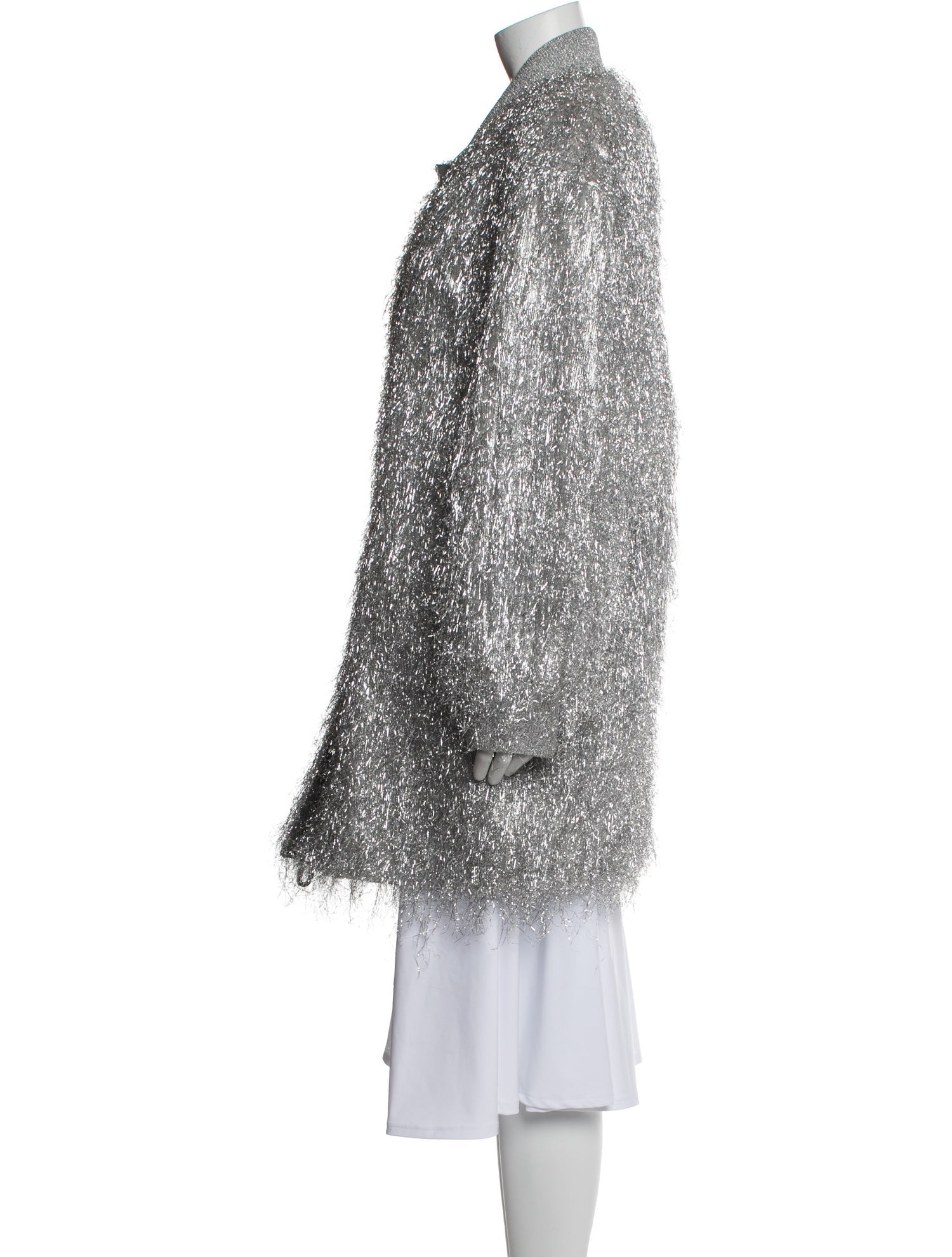 Dries Van Noten Tweed Pattern Faux Fur Jacket