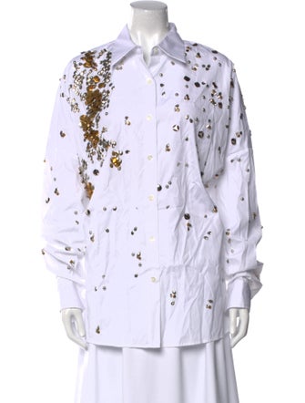 Dries Van Noten Printed Long Sleeve Button-Up Top
