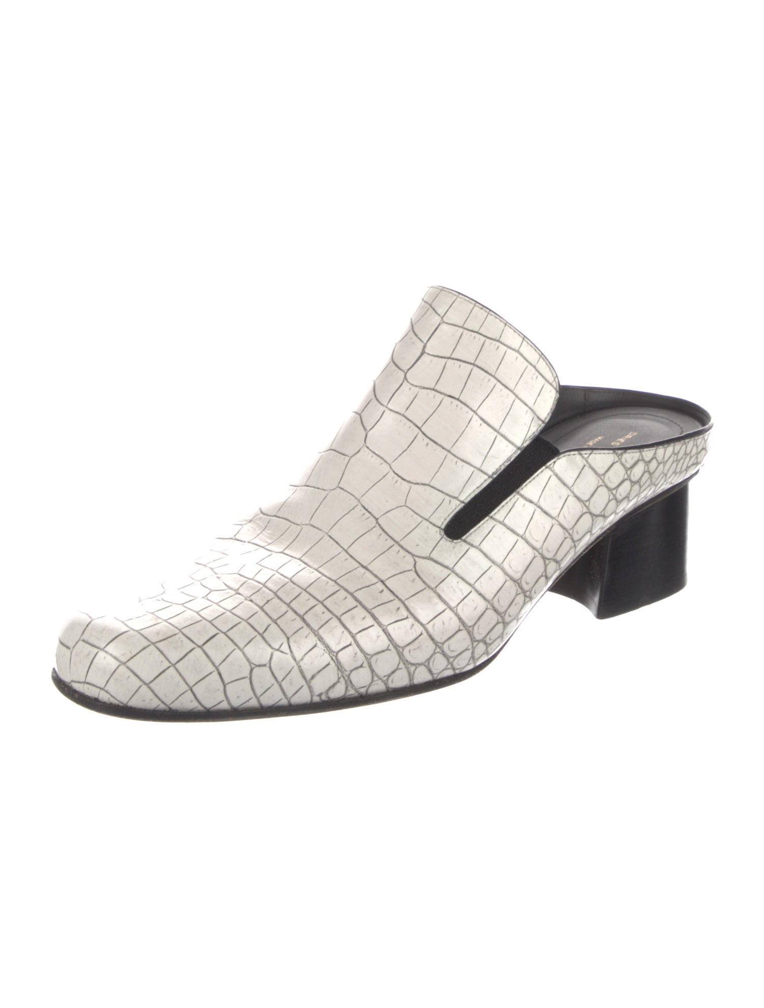 Dries Van Noten Leather Colorblock Pattern Mules