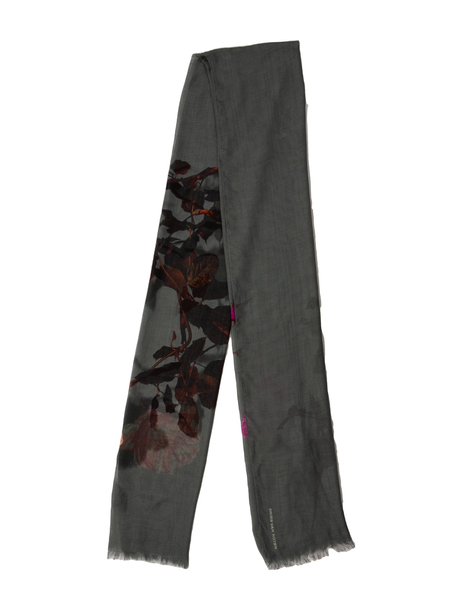 Dries Van Noten Silk Floral Print Scarf