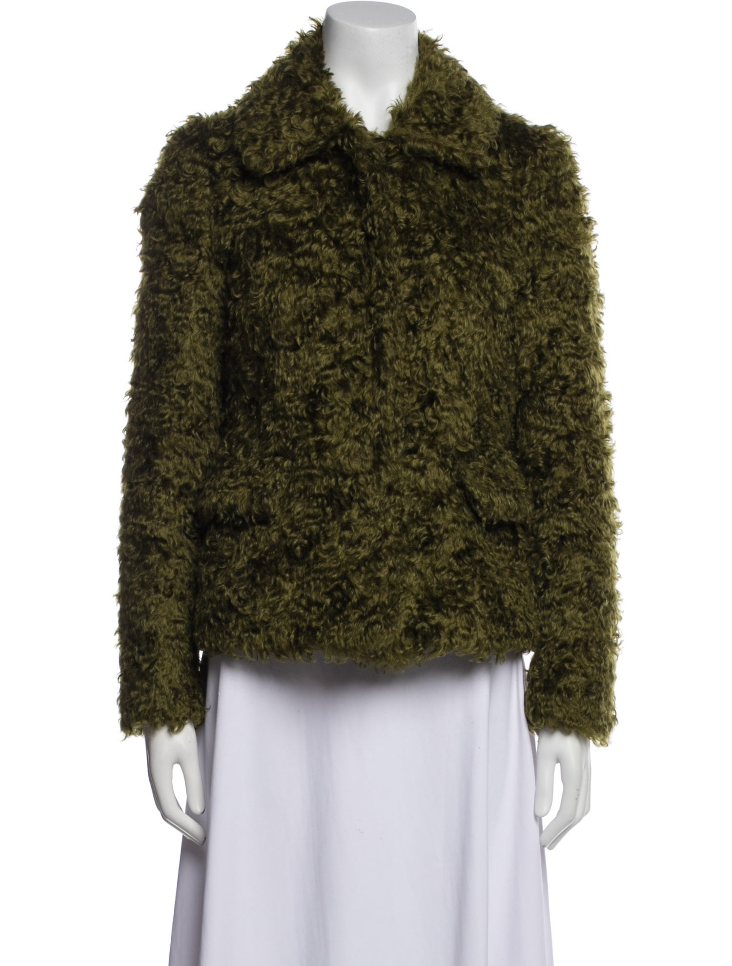 Dries Van Noten Mohair Tweed Pattern Faux Fur Jacket