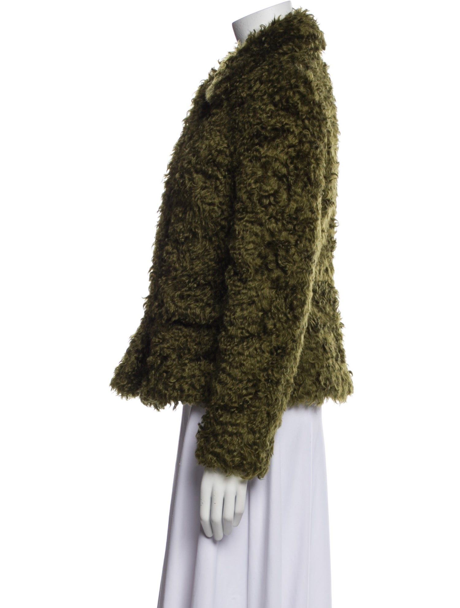 Dries Van Noten Mohair Tweed Pattern Faux Fur Jacket