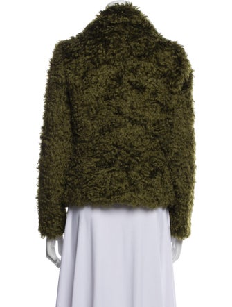 Dries Van Noten Mohair Tweed Pattern Faux Fur Jacket