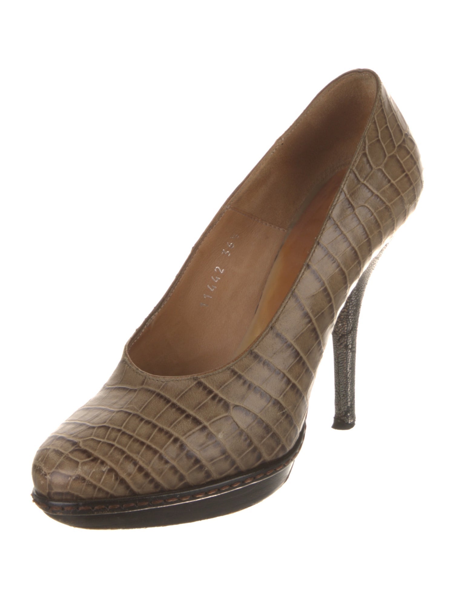 Dries Van Noten Embossed Leather Animal Print Pumps