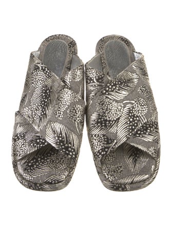 Dries Van Noten Printed Glitter Accents Slides