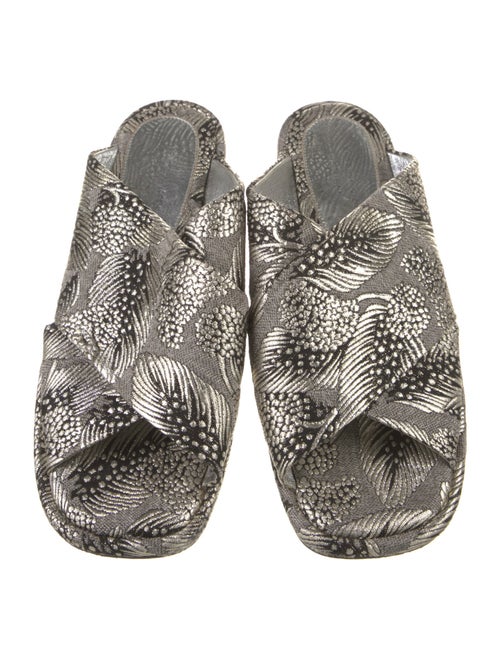 Dries Van Noten Printed Glitter Accents Slides