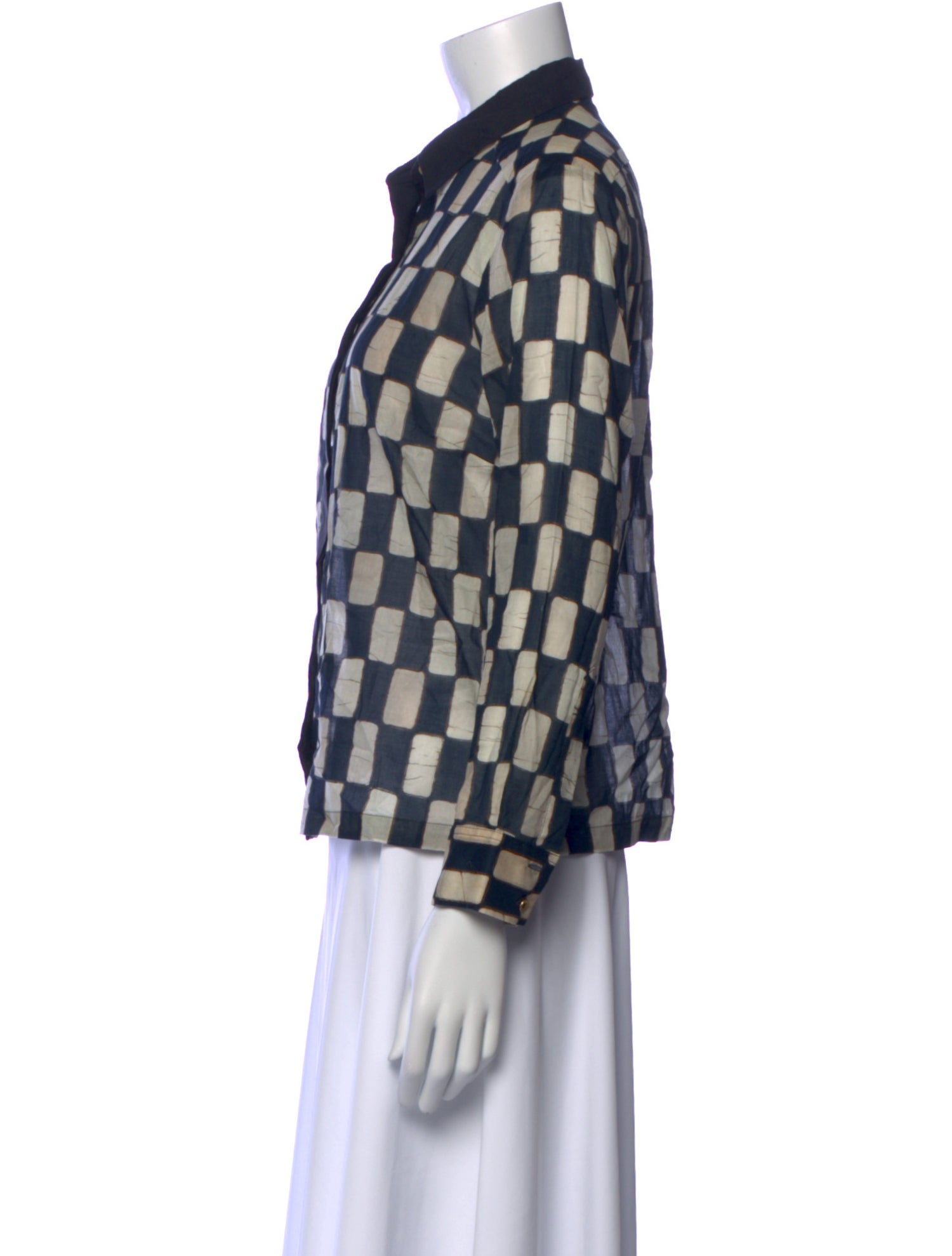 Dries Van Noten Plaid Print Long Sleeve Button-Up Top