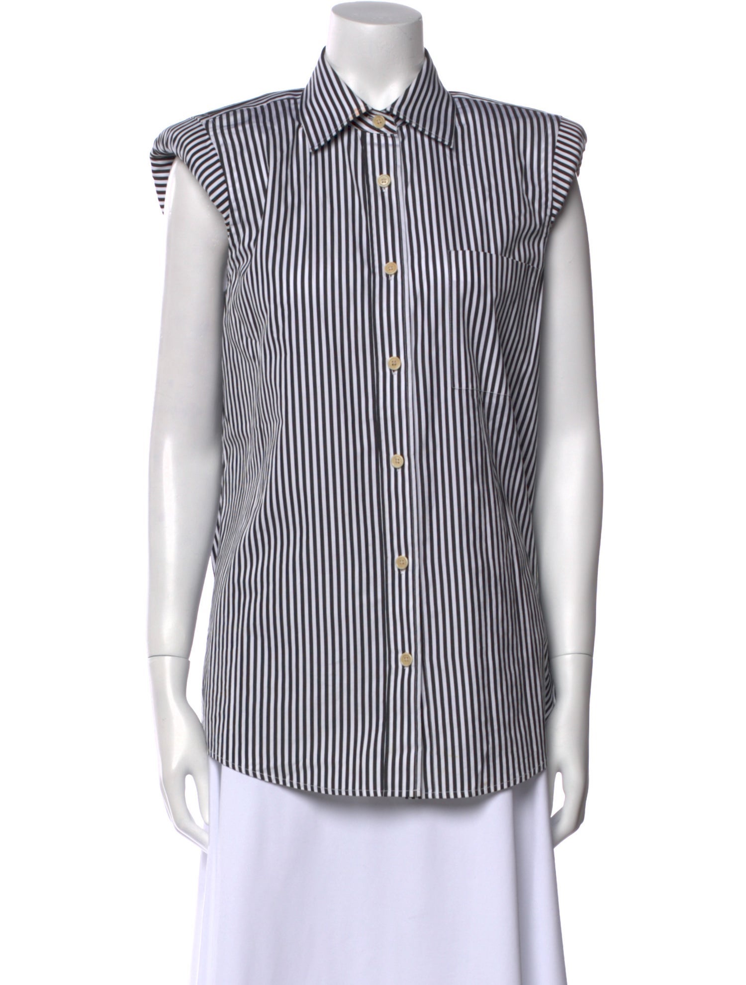 Dries Van Noten Striped Sleeveless Button-Up Top