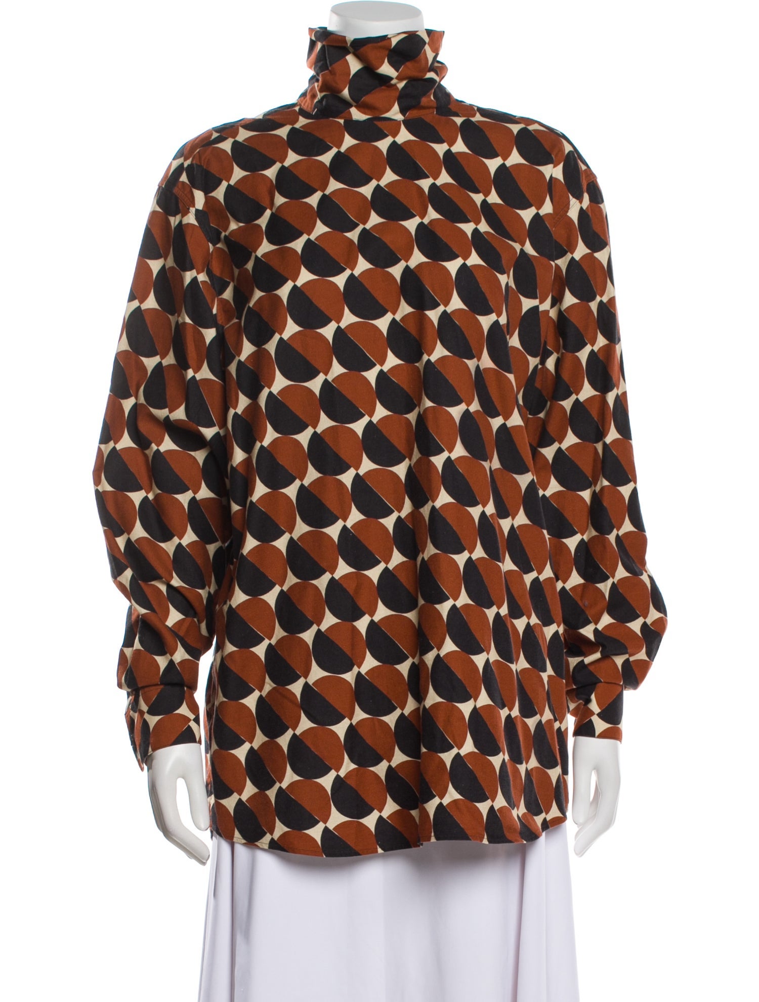 Dries Van Noten Printed Mock Neck Blouse