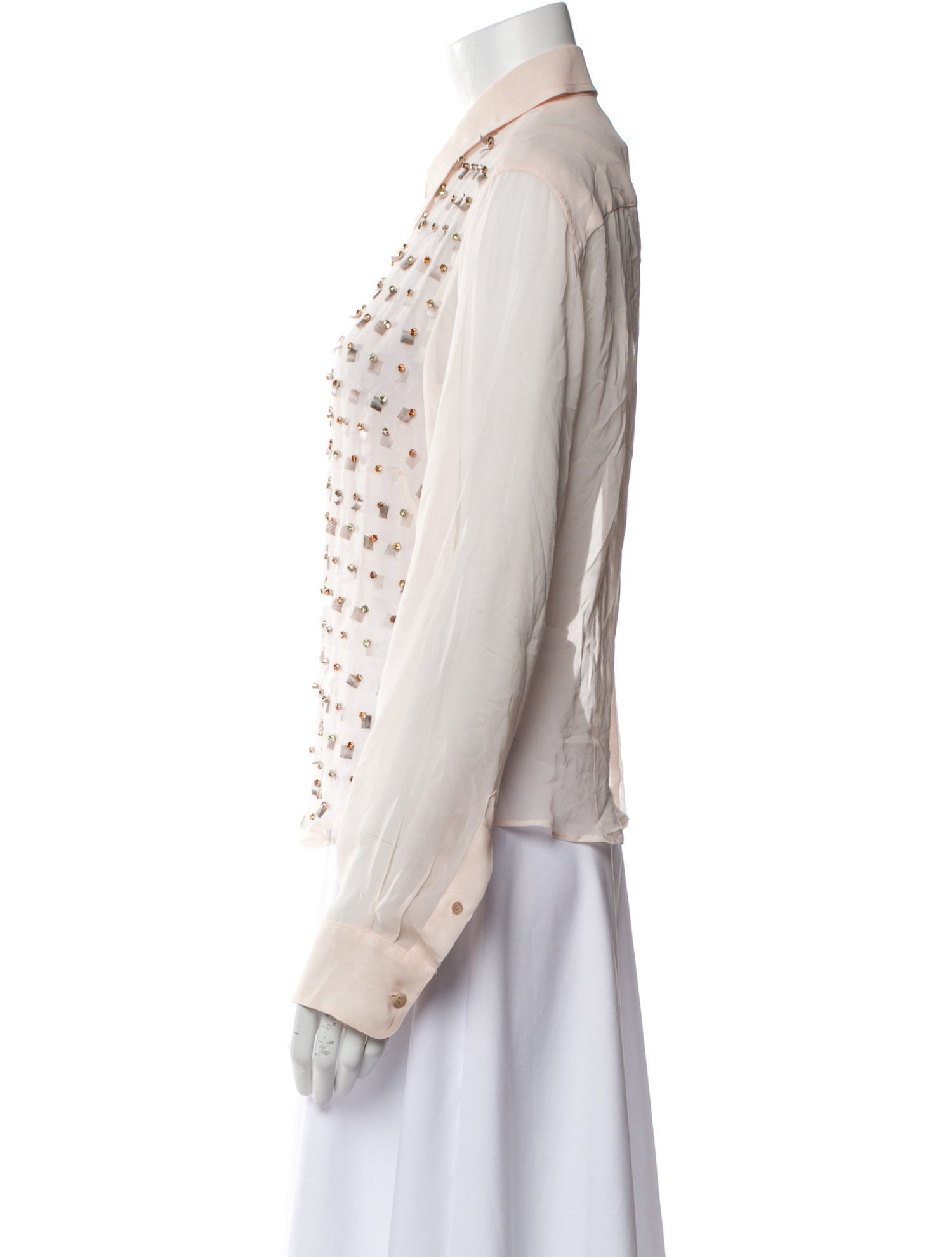 Dries Van Noten Printed Long Sleeve Button-Up Top