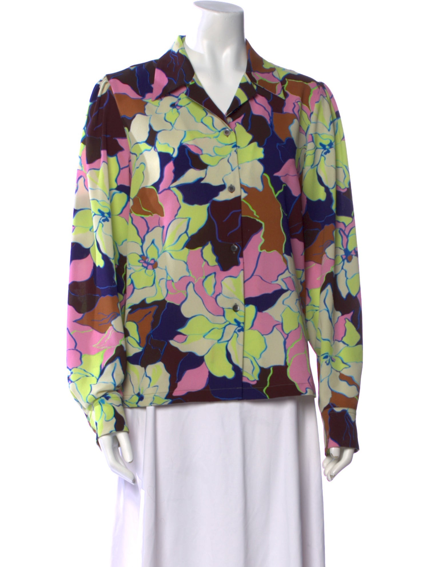 Dries Van Noten Floral Print Long Sleeve Blouse