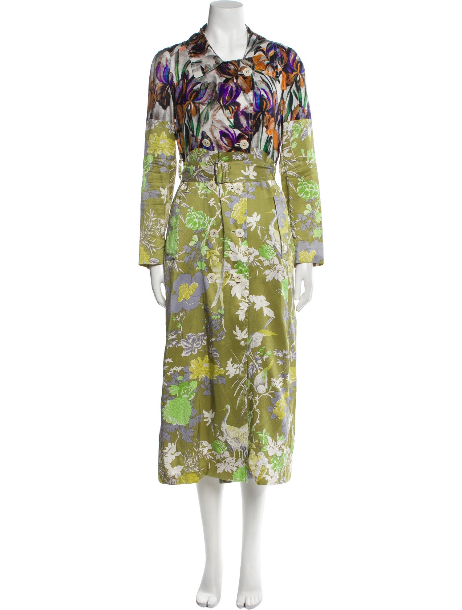 Dries Van Noten Silk Floral Print Coat