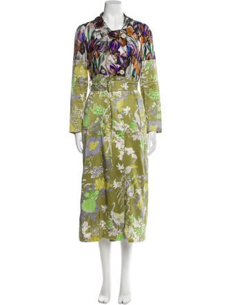 Dries Van Noten Silk Floral Print Coat