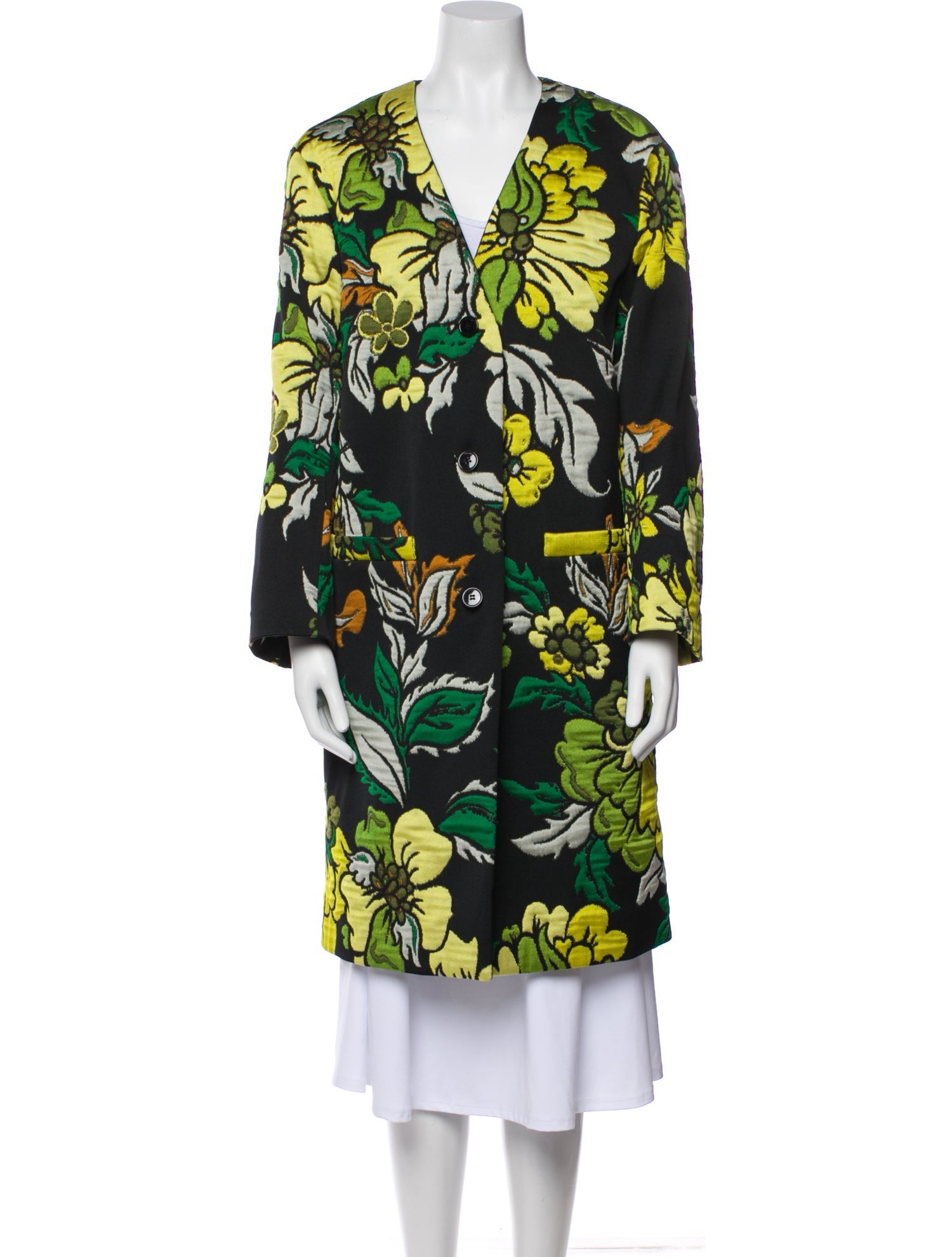 Dries Van Noten Floral Print Trench Coat