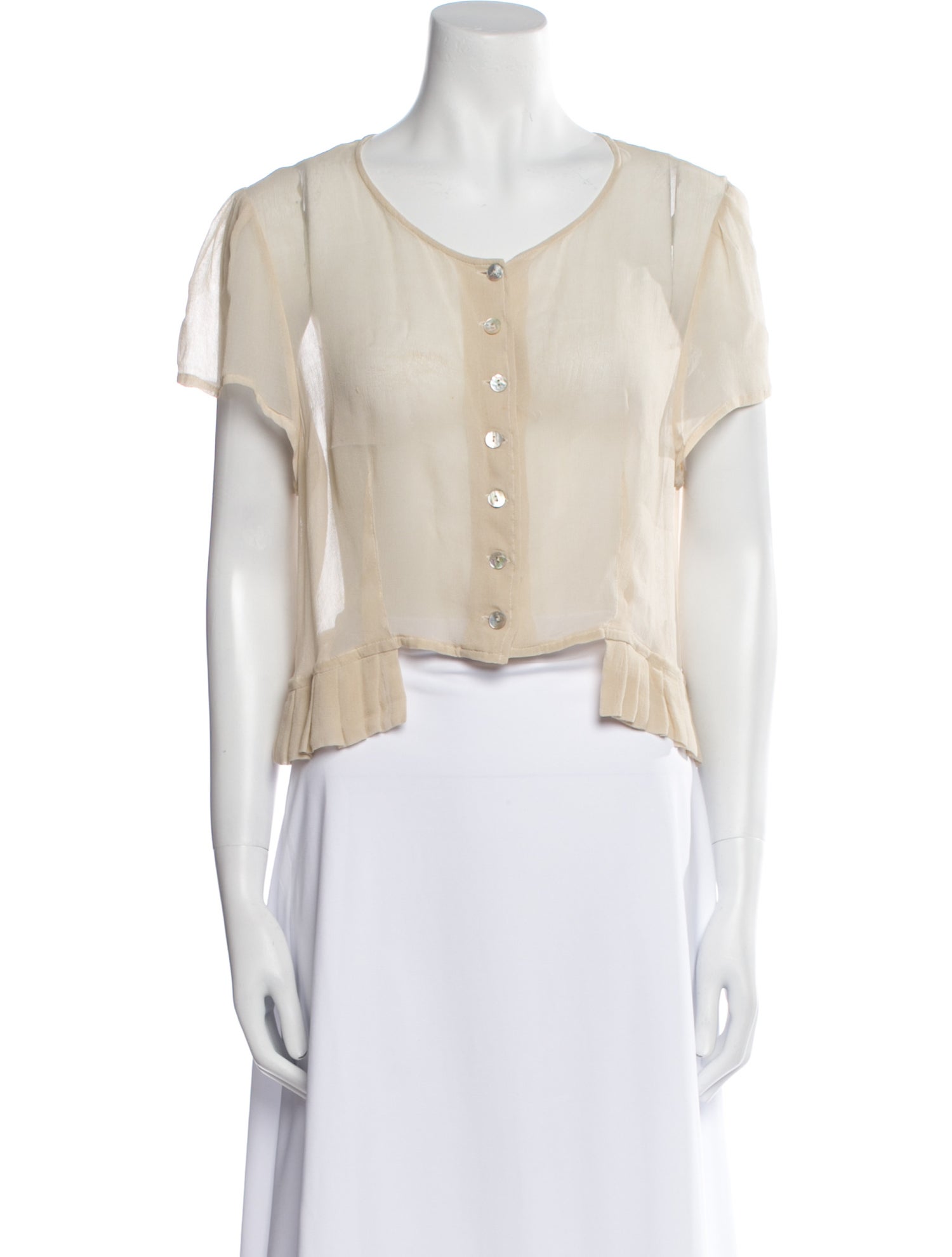 Dries Van Noten Scoop Neck Short Sleeve Crop Top