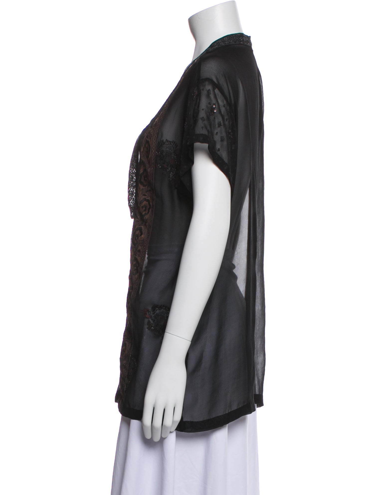 Dries Van Noten Lace Pattern V-Neck Blouse