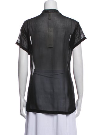 Dries Van Noten Lace Pattern V-Neck Blouse