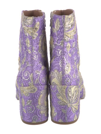 Dries Van Noten Floral Print Embroidered Accent Boots