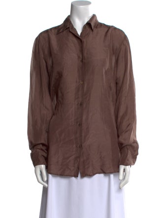 Dries Van Noten Silk Long Sleeve Button-Up Top
