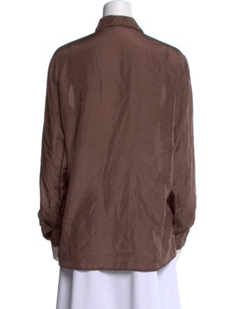 Dries Van Noten Silk Long Sleeve Button-Up Top