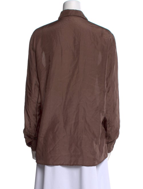 Dries Van Noten Silk Long Sleeve Button-Up Top