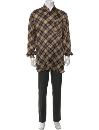 Dries Van Noten Plaid Print Long Sleeve Shirt