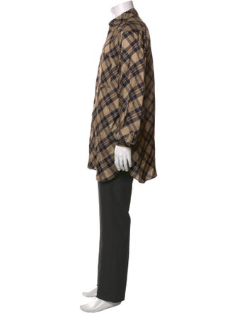 Dries Van Noten Plaid Print Long Sleeve Shirt
