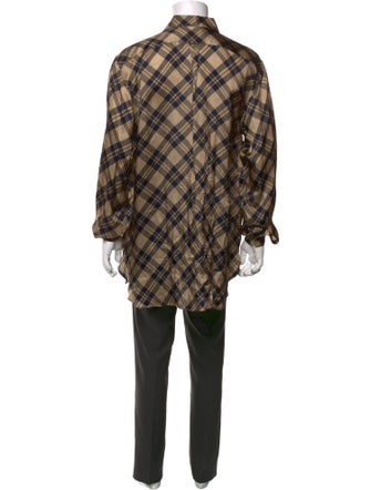 Dries Van Noten Plaid Print Long Sleeve Shirt