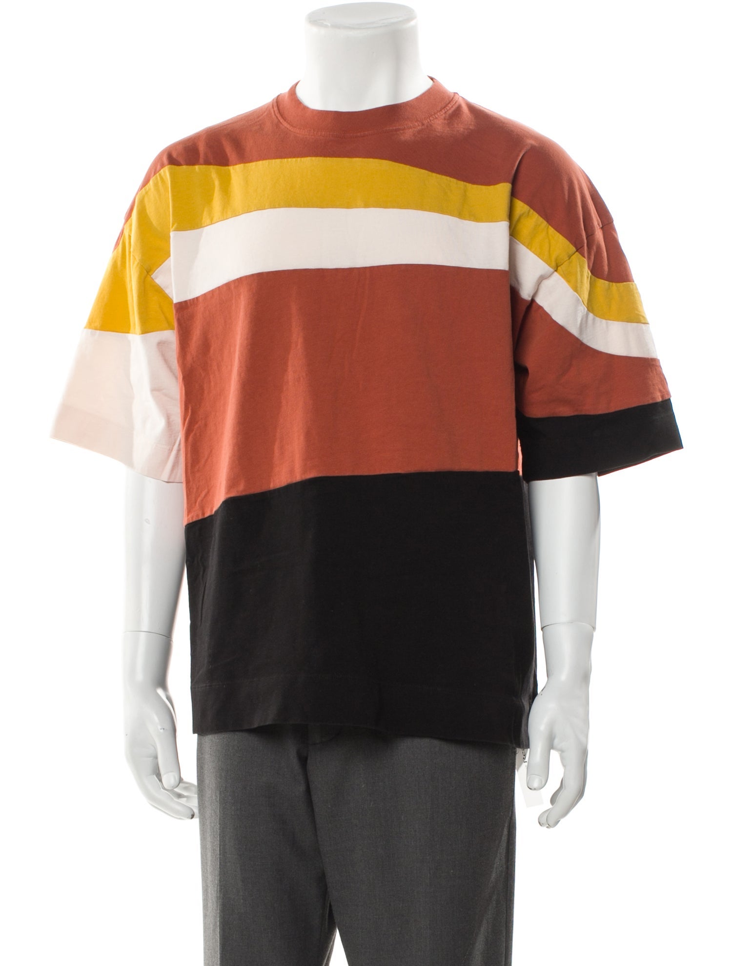 Dries Van Noten Colorblock Pattern Crew Neck T-Shirt