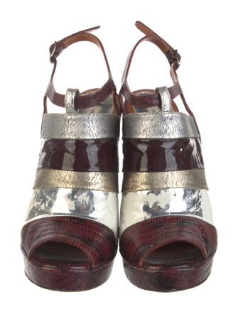 Dries Van Noten Leather Animal Print T-Strap Pumps