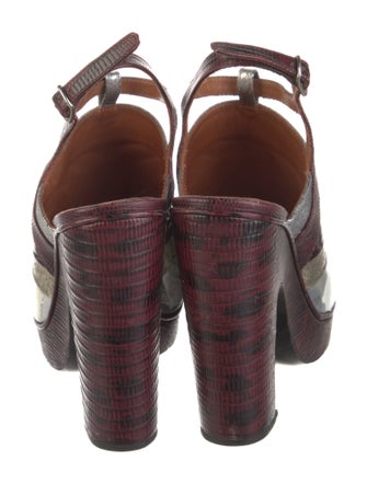 Dries Van Noten Leather Animal Print T-Strap Pumps