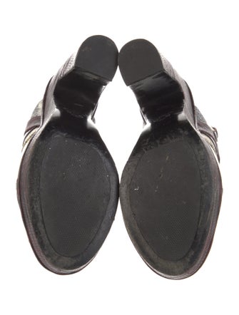 Dries Van Noten Leather Animal Print T-Strap Pumps