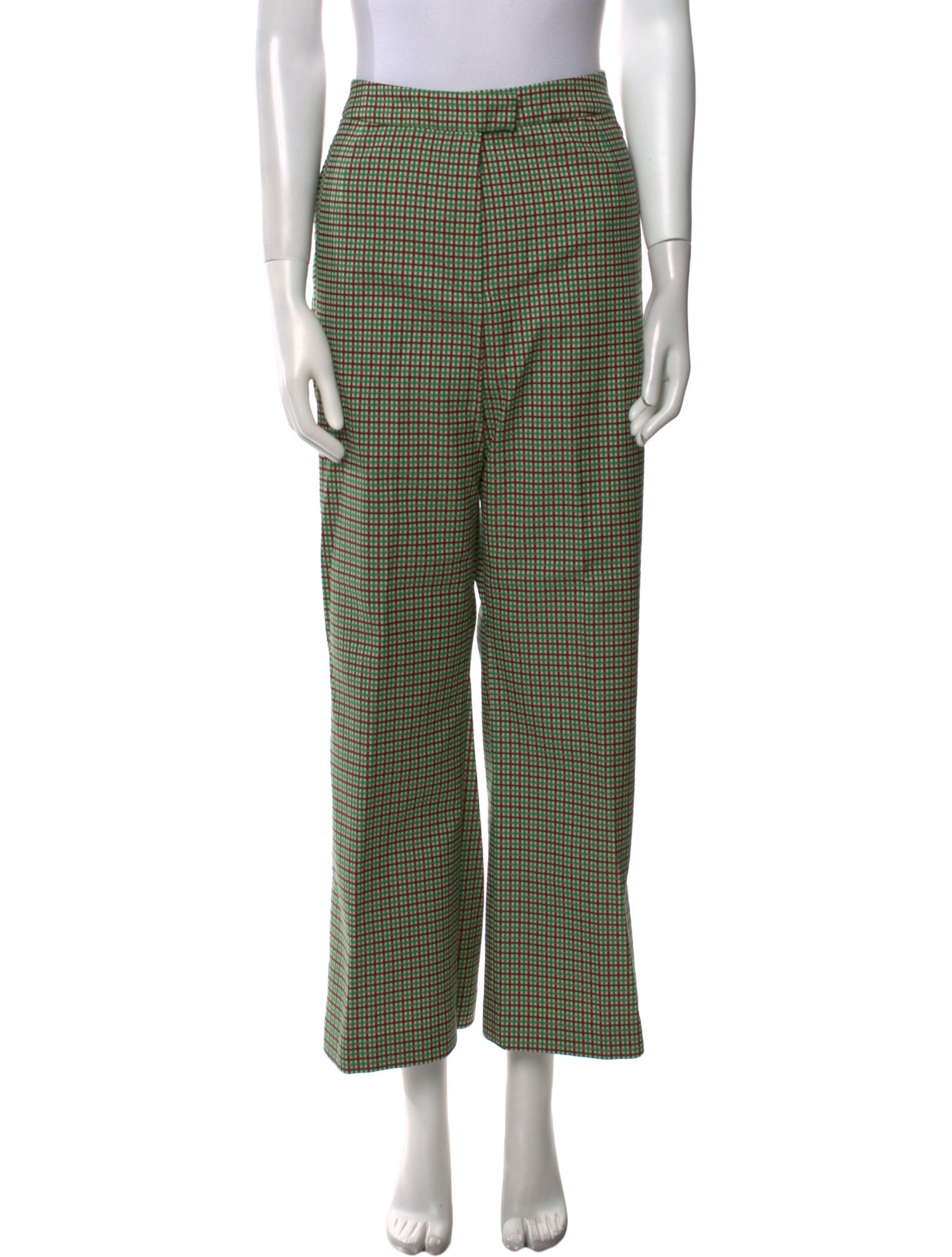 Dries Van Noten Plaid Print Wide Leg Pants