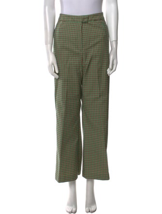 Dries Van Noten Plaid Print Wide Leg Pants
