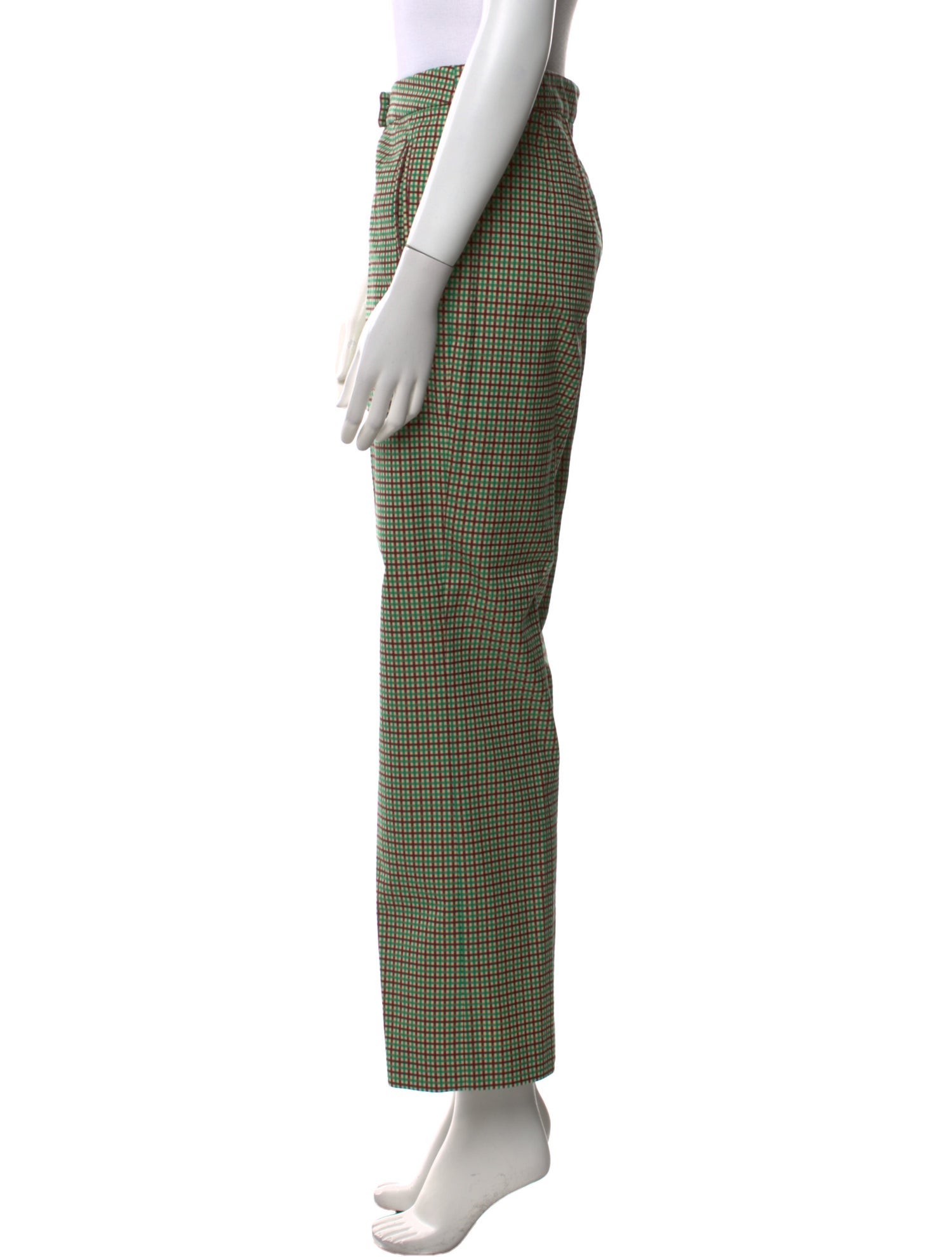 Dries Van Noten Plaid Print Wide Leg Pants