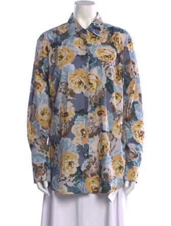 Dries Van Noten Floral Print Long Sleeve Button-Up Top