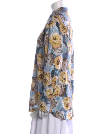 Dries Van Noten Floral Print Long Sleeve Button-Up Top
