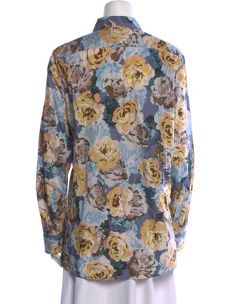 Dries Van Noten Floral Print Long Sleeve Button-Up Top