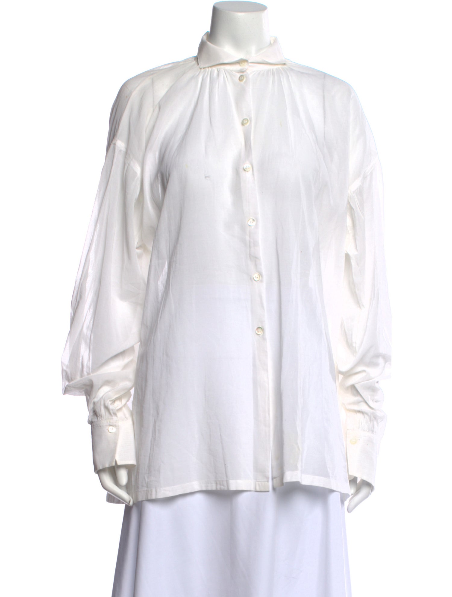 Dries Van Noten Mock Neck Long Sleeve Button-Up Top