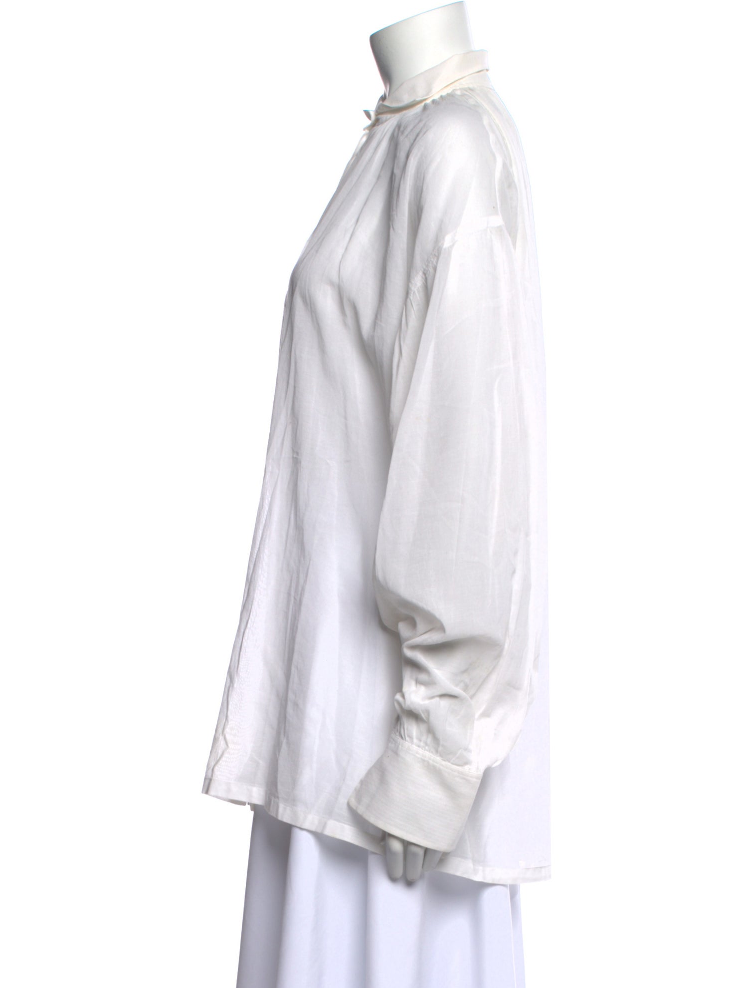 Dries Van Noten Mock Neck Long Sleeve Button-Up Top