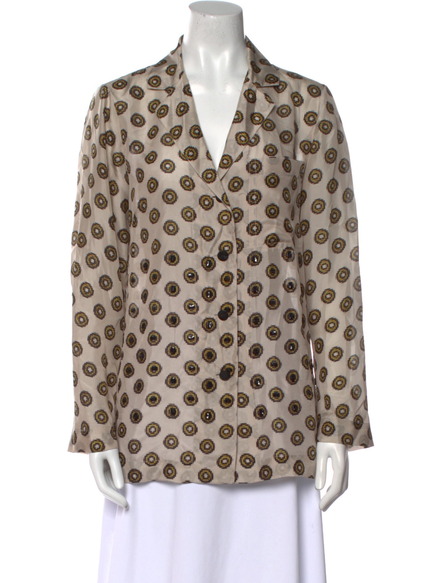 Dries Van Noten Silk Printed Button-Up Top