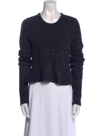 Dries Van Noten Crew Neck Long Sleeve Crop Top