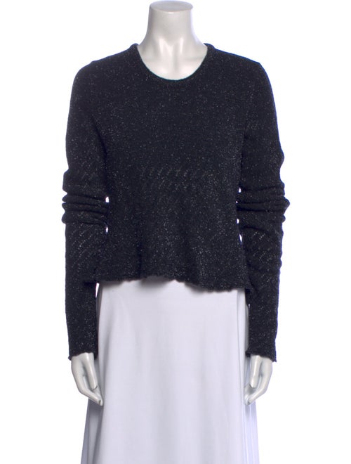 Dries Van Noten Crew Neck Long Sleeve Crop Top