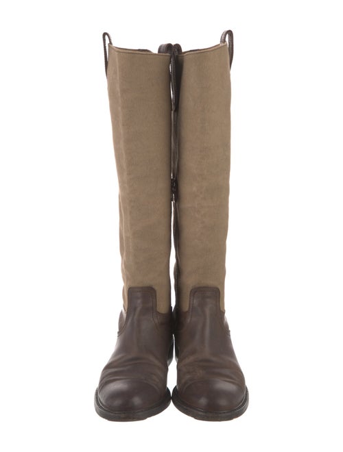 Dries Van Noten Leather Colorblock Pattern Riding Boots